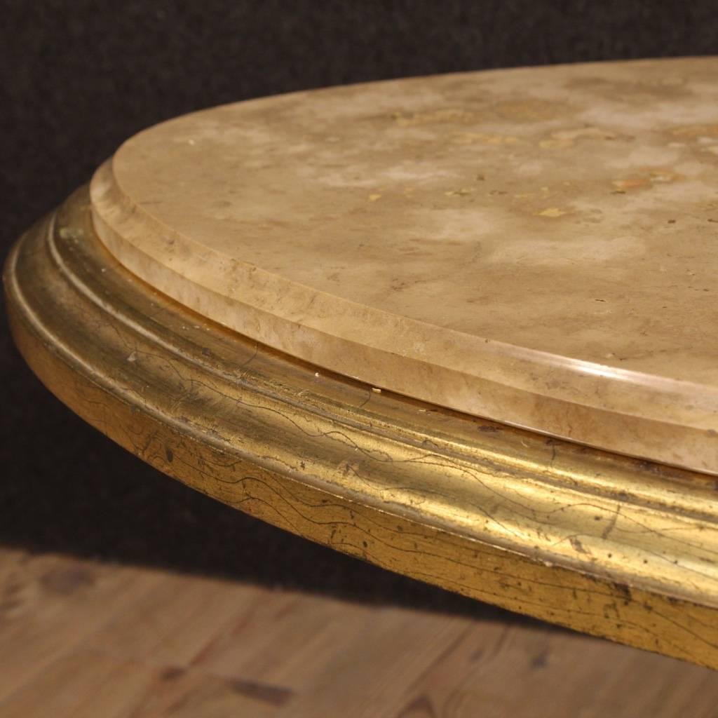 20th Century Italian Golden Coffee Table with Marble Top 2