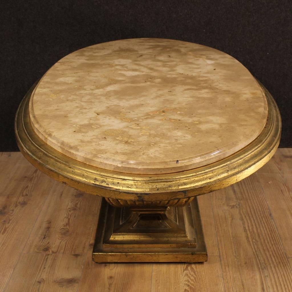 20th Century Italian Golden Coffee Table with Marble Top 3