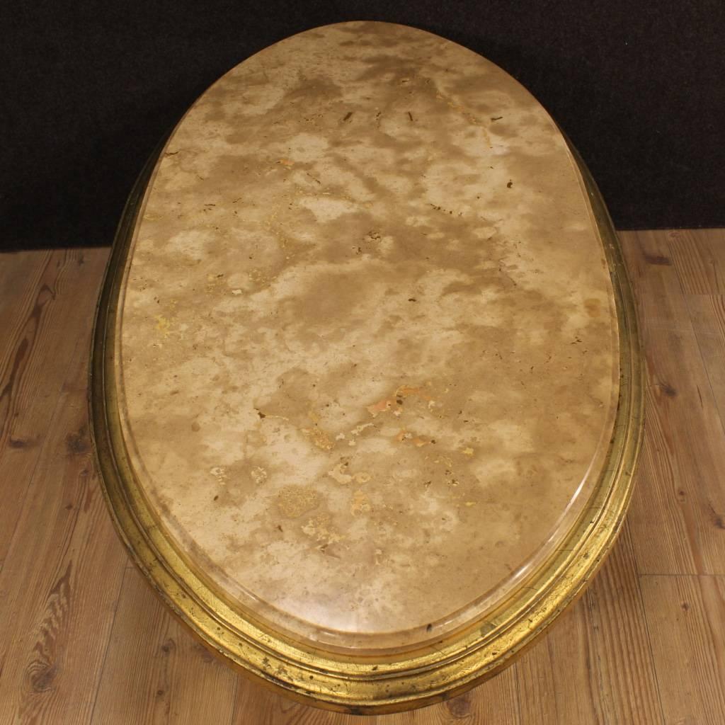 20th Century Italian Golden Coffee Table with Marble Top 5