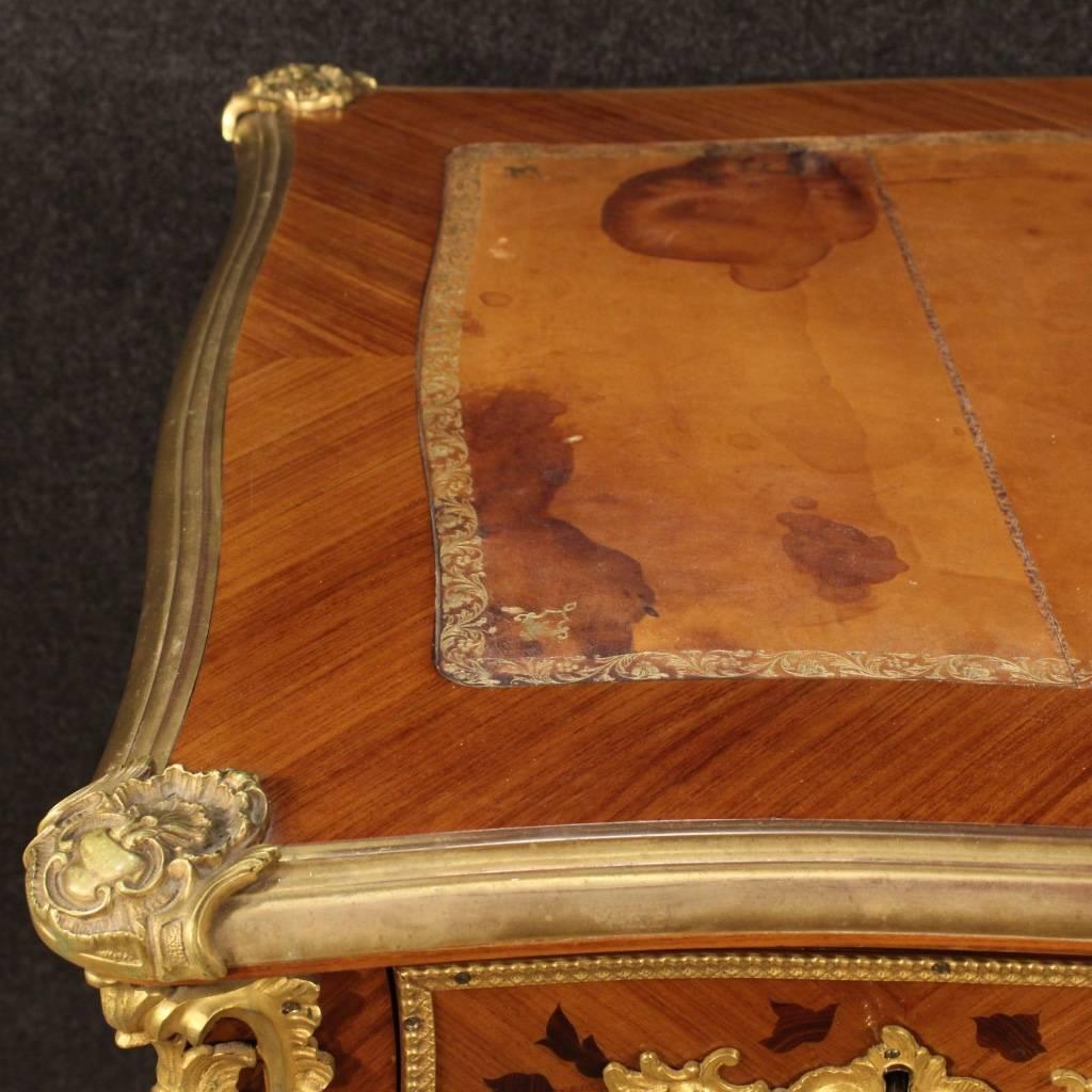 20th Century French Inlaid Writing Desk in Rosewood In Good Condition In Vicoforte, Piedmont