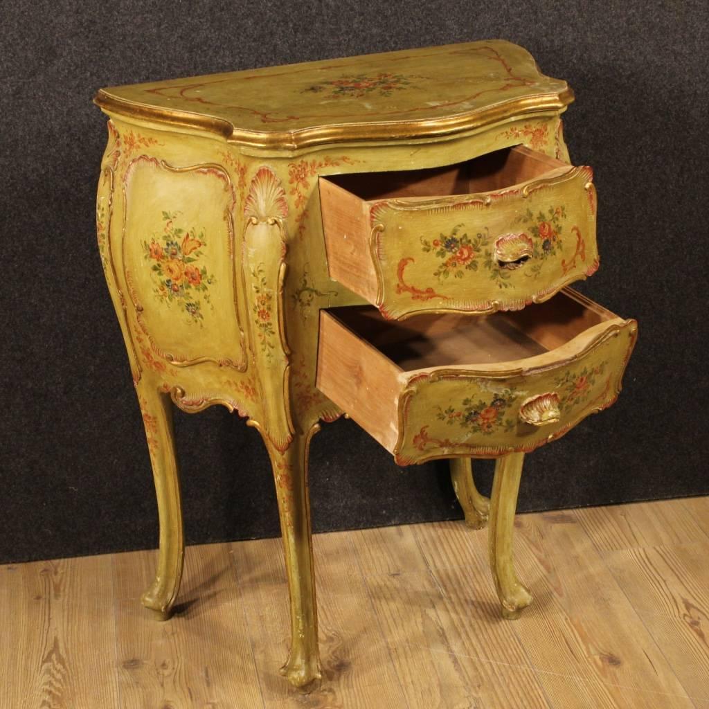 Venetian Lacquered And Gilded Nightstand In Wood From 20th Century 5