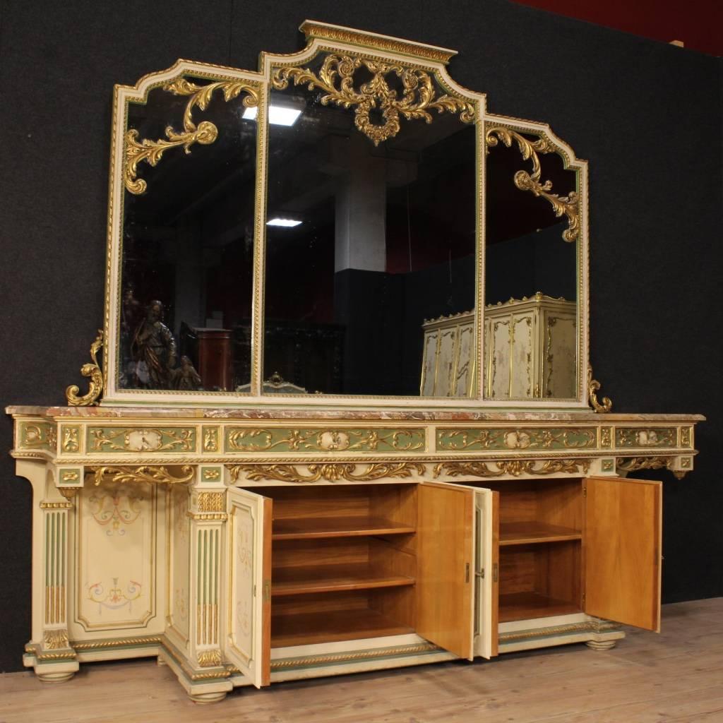 20th Century Italian Lacquered Sideboard with Mirror 5