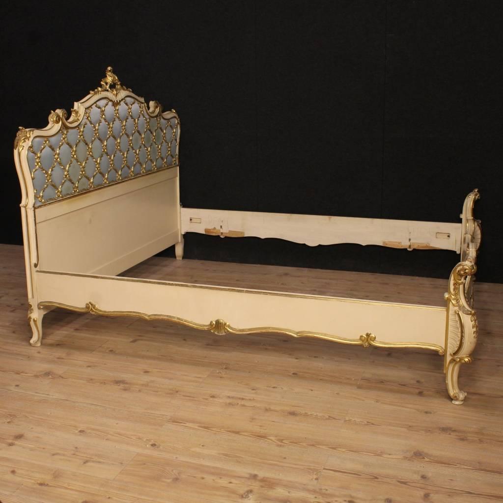 20th Century Italian Lacquered and Gilt Double Bed 5
