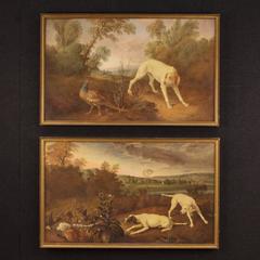 20th Century Italian Painting "Hunting Dog with Pheasant"