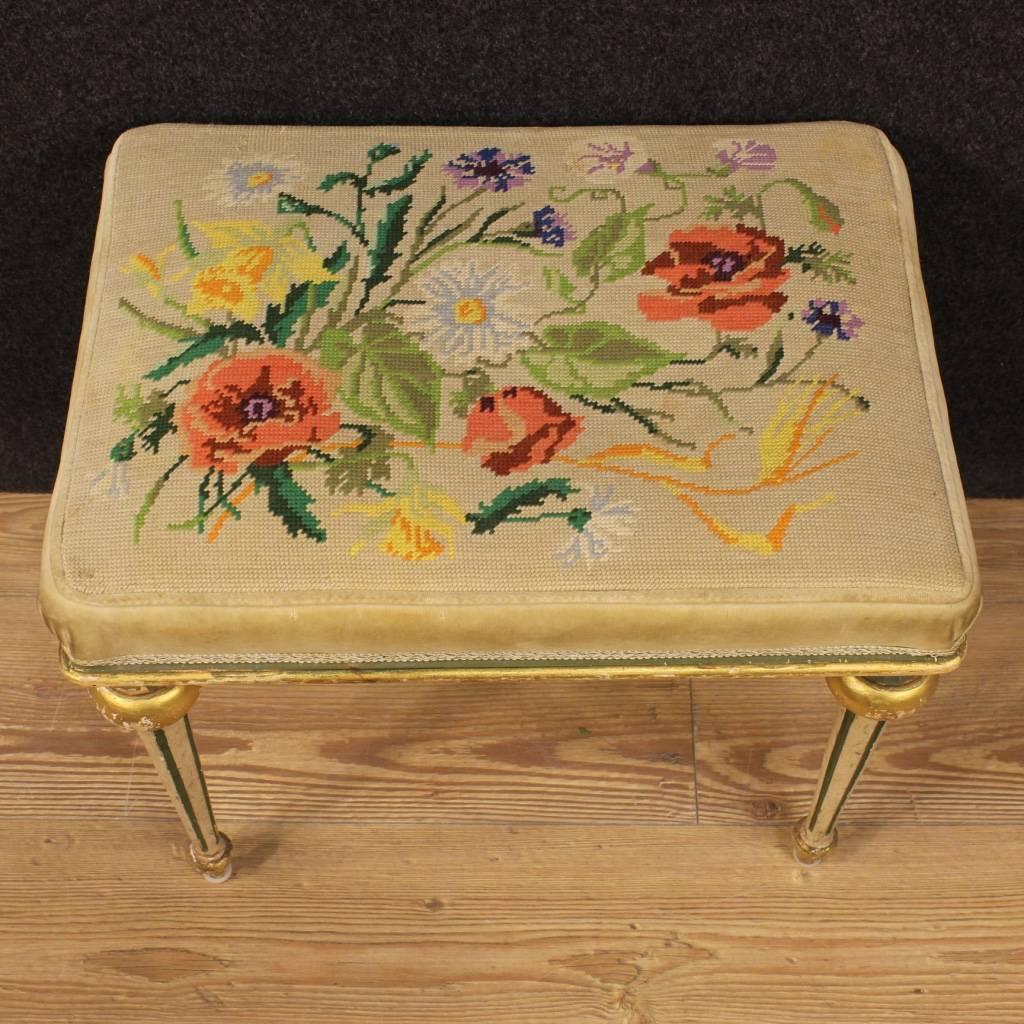Gilt 20th Century Pair of Italian Lacquered and Gold Footstools