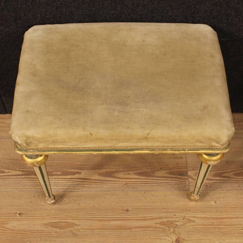 20th Century Pair of Italian Lacquered and Gold Footstools In Good Condition In Vicoforte, Piedmont