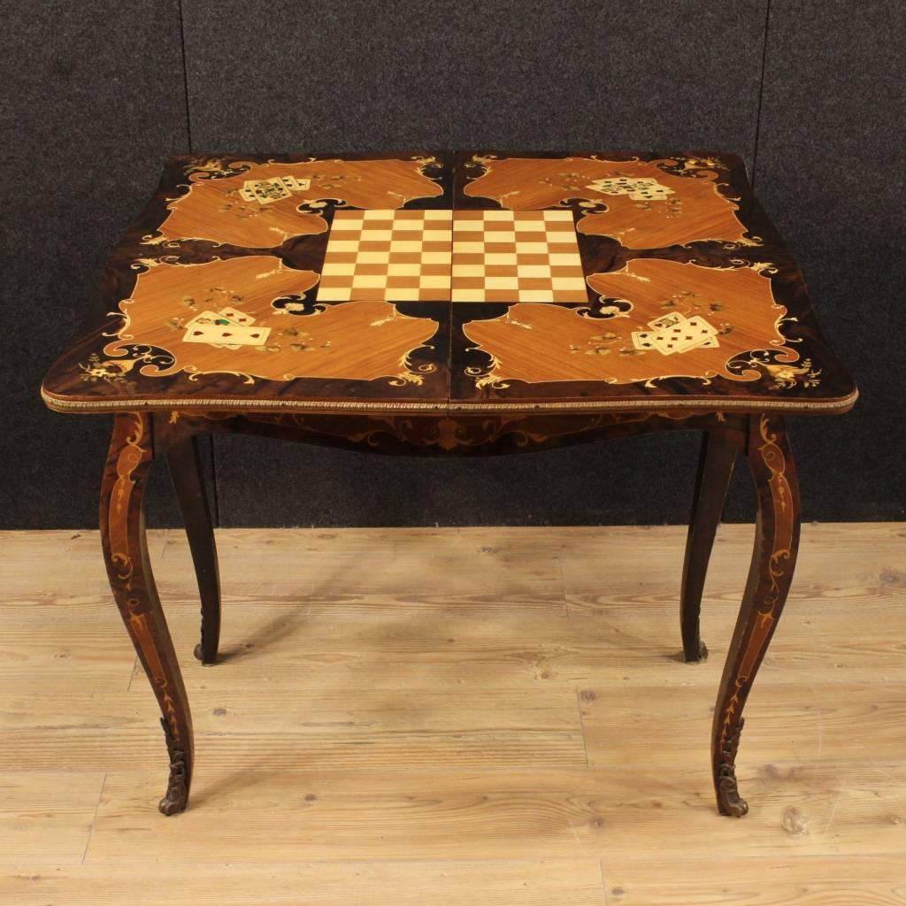 Italian Inlaid Game Table With Bronzes From 20th Century 1