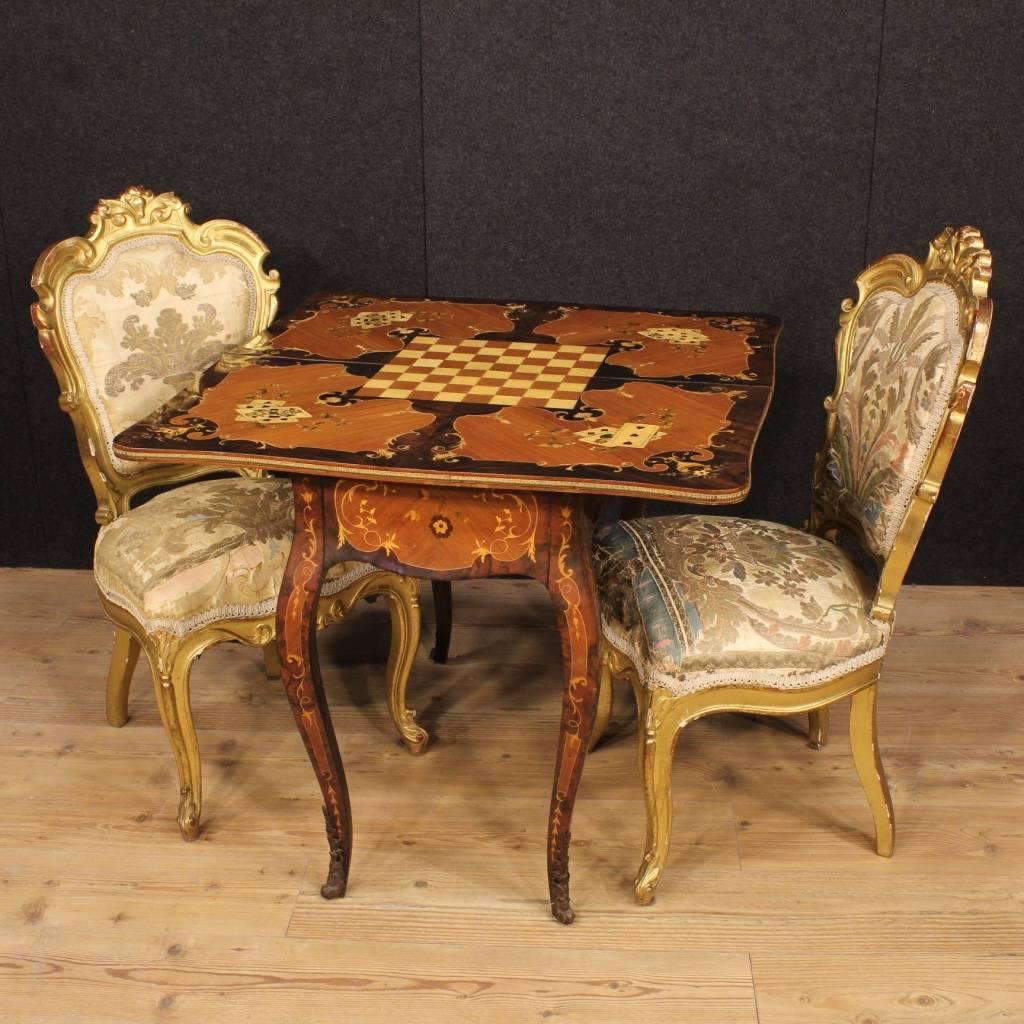 Italian Inlaid Game Table With Bronzes From 20th Century 5