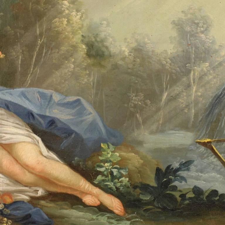 18th Century French Landscape Painting With Characters At