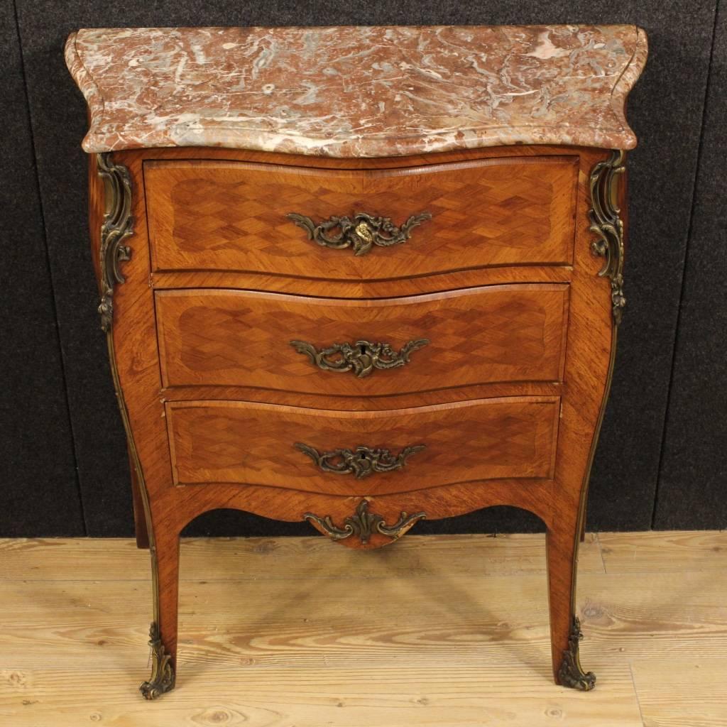Gilt 20th Century French Small Dresser with Marble Top