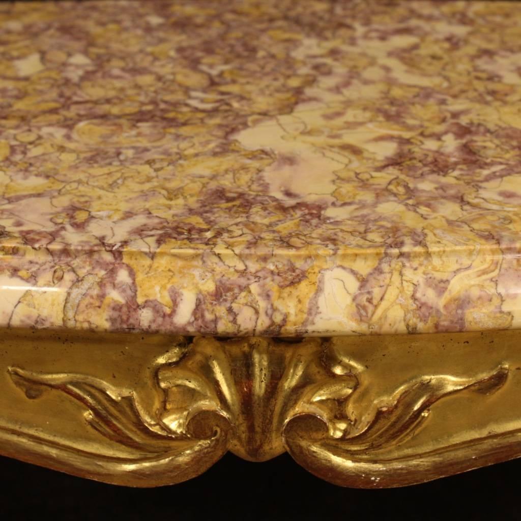 20th Century French Gilt Coffee Table with Marble Top 3