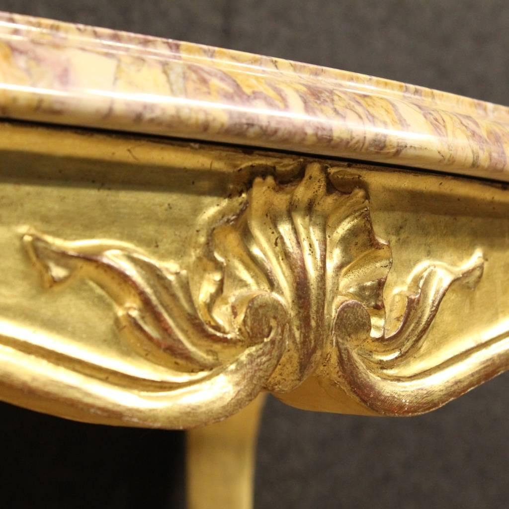 20th Century French Gilt Coffee Table with Marble Top 5