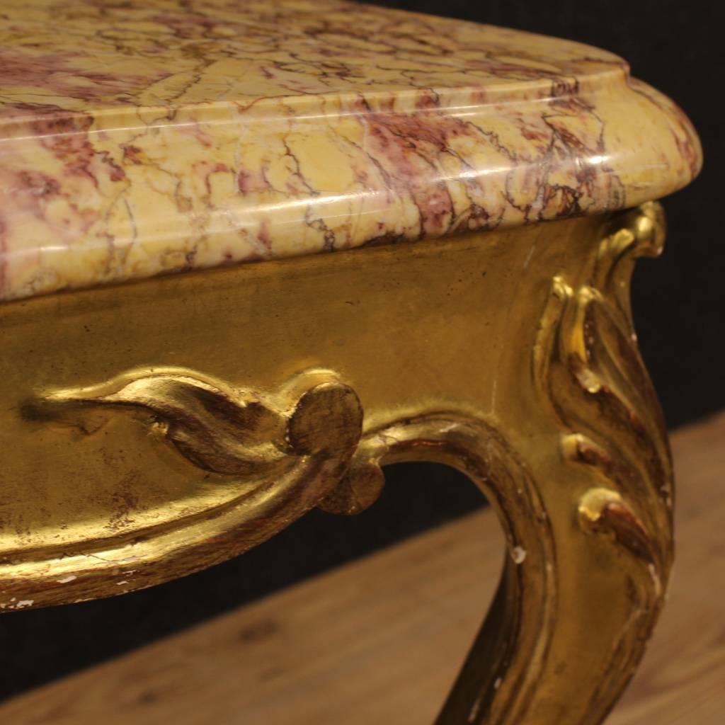 20th Century French Gilt Coffee Table with Marble Top 7