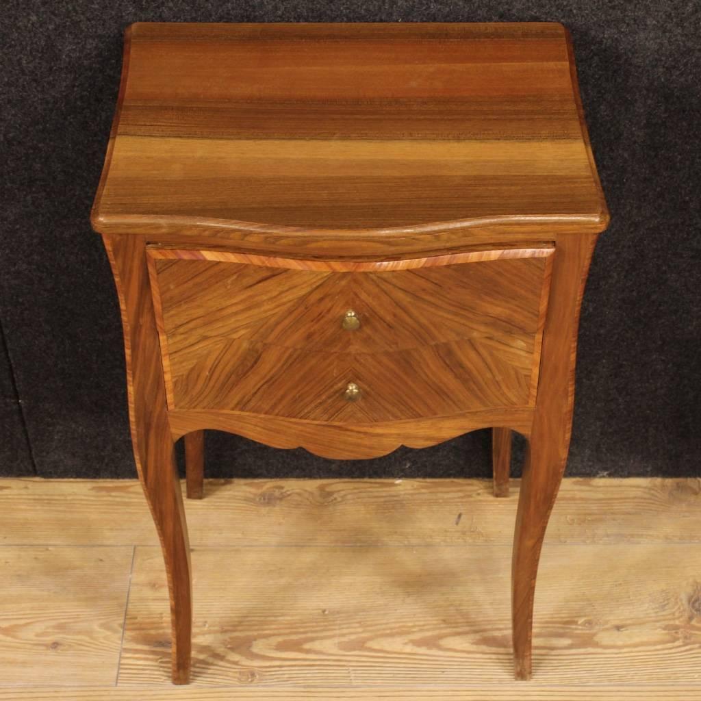 Inlay 20th Century Pair of French Inlaid Bedside Table 