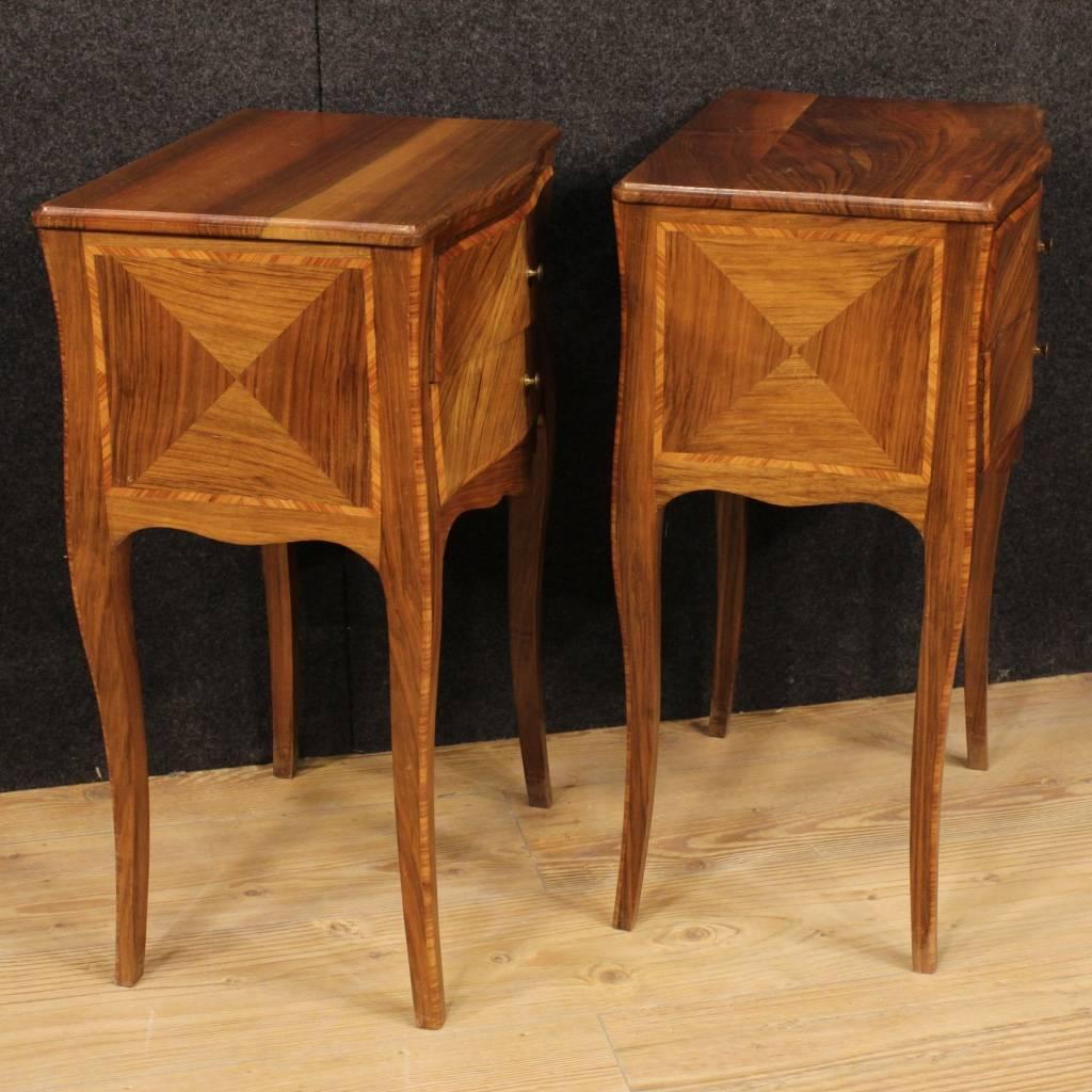 20th Century Pair of French Inlaid Bedside Table  1