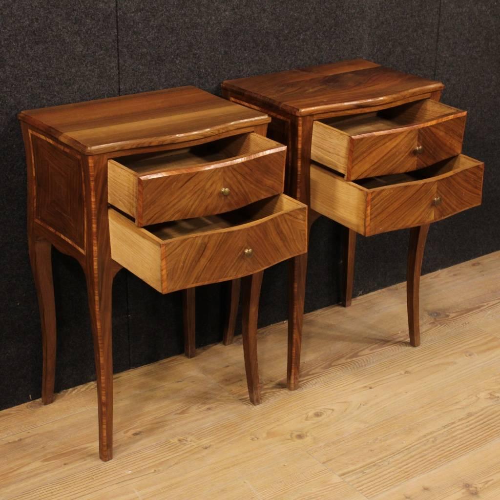 20th Century Pair of French Inlaid Bedside Table  5