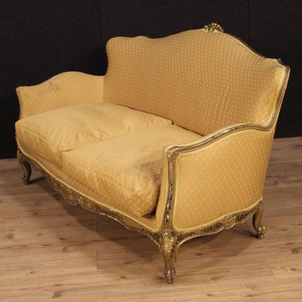 Italian 20th Century Venetian Lacquered and Gilt Sofa 