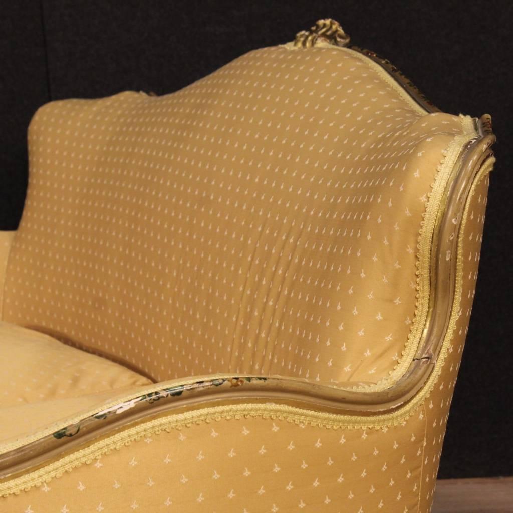 Fabric 20th Century Venetian Lacquered and Gilt Sofa 