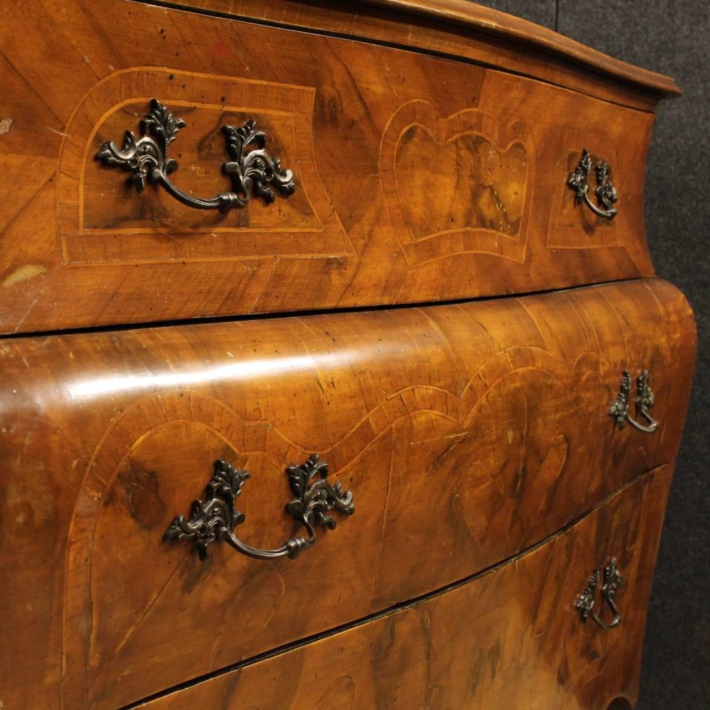 20th Century Italian Inlaid Dresser in Walnut, Burl and Maple 4
