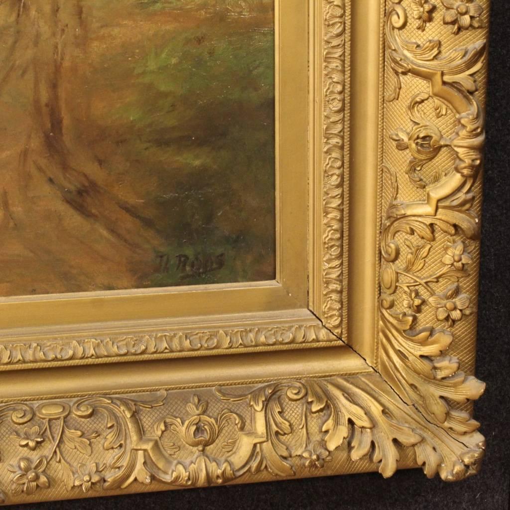Dutch 19th Century Flemish Signed Landscape Painting Oil On Canvas