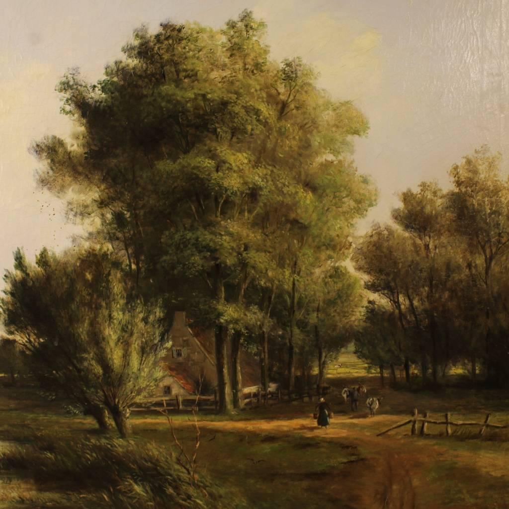 19th Century Flemish Signed Landscape Painting Oil On Canvas In Good Condition In Vicoforte, Piedmont