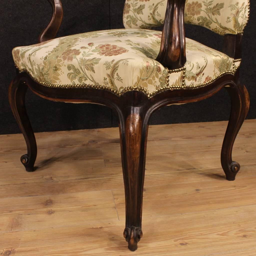 20th Century Pair of Italian Armchairs in Fabric 4