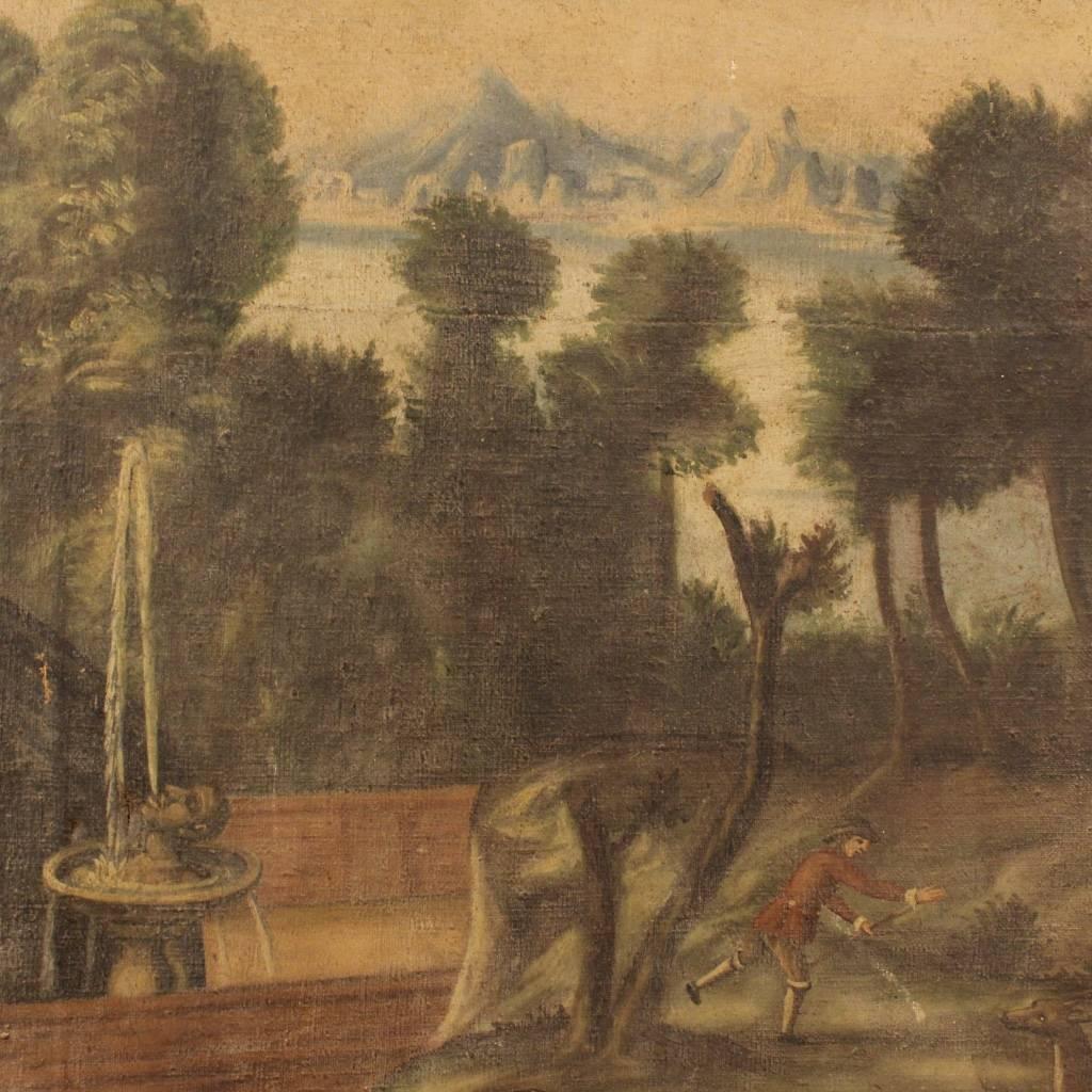 18th Century Italian Painting Landscape with Architecture 1