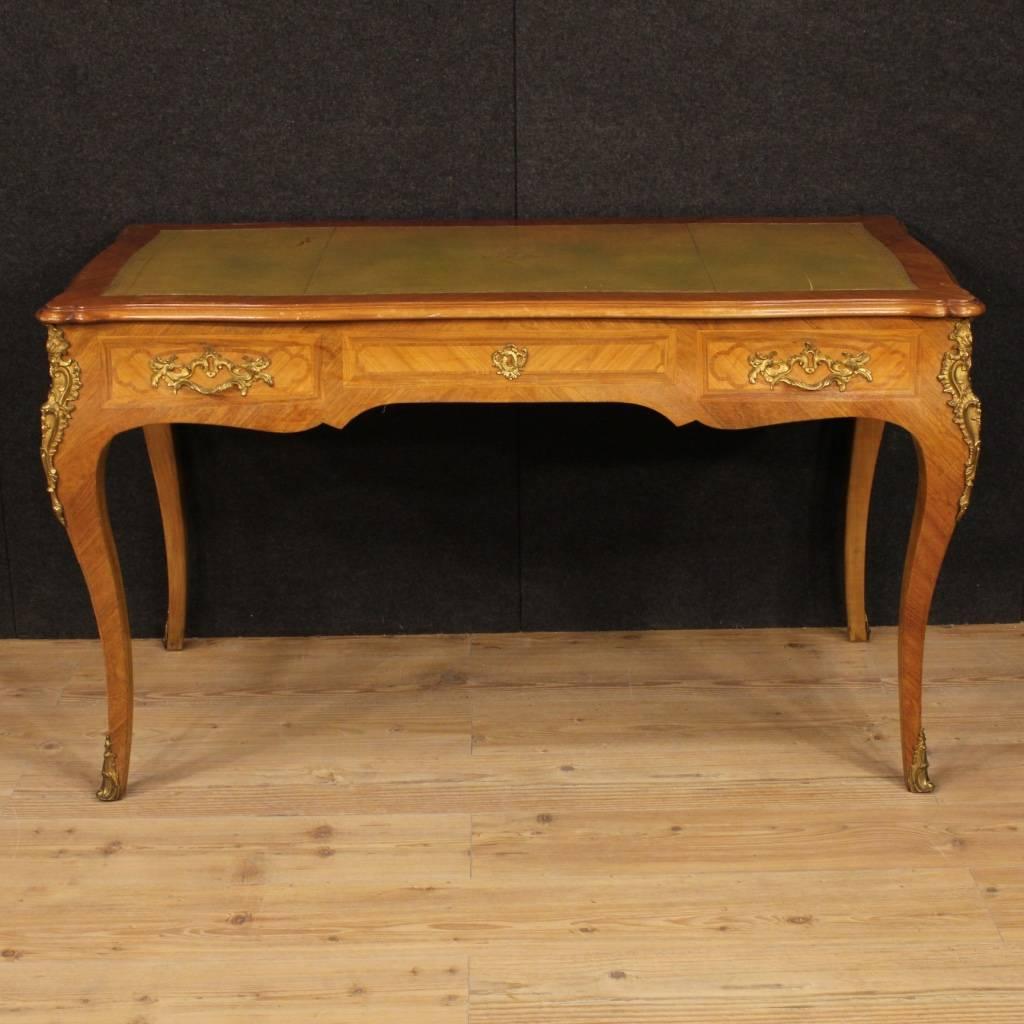 Walnut 20th Century French Inlaid Writing Desk in Rosewood