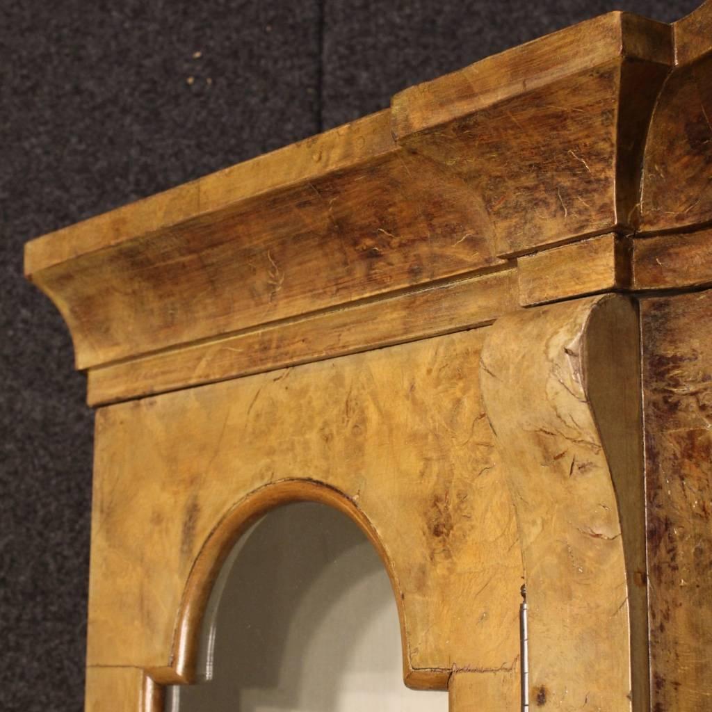 Bronze 20th Century Dutch Showcase in Walnut and Burl