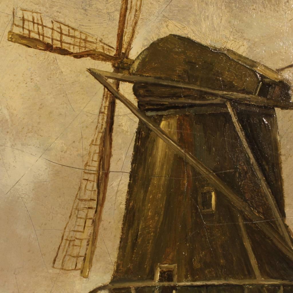 Dutch Landscape with Windmill Painting from 19th Century 1