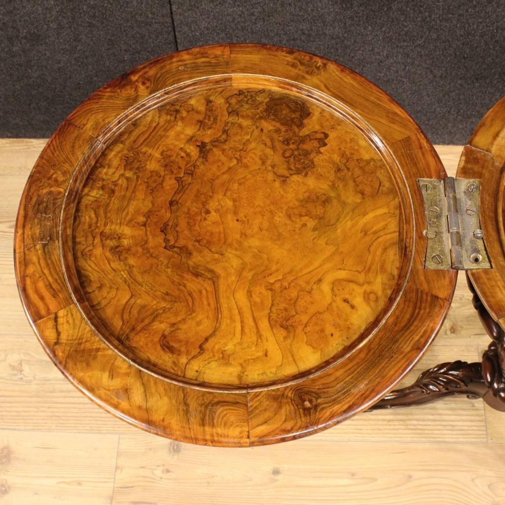 French Work Table In Walnut And Burl Wood From 20th Century 5