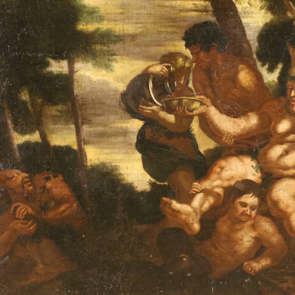 Gilt 18th Century, Italian Bacchanal Painting Oil on Canvas