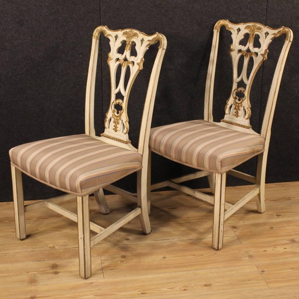 Wood 20th Century Pair of Lacquered Italian Chairs