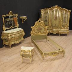 20th Century Venetian Lacquered and Gilt Single Bed