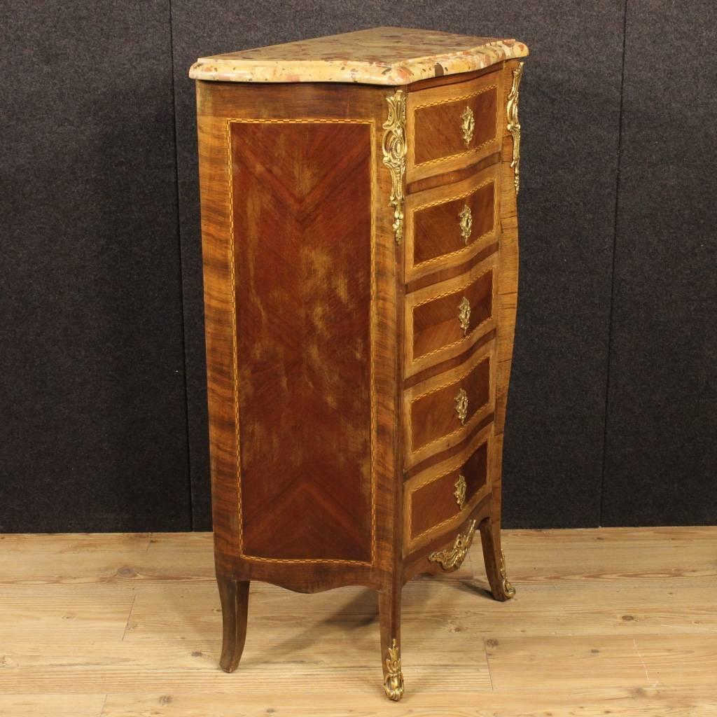 20th Century French Inlaid Chest of Drawers with Gilt Bronze In Good Condition In Vicoforte, Piedmont