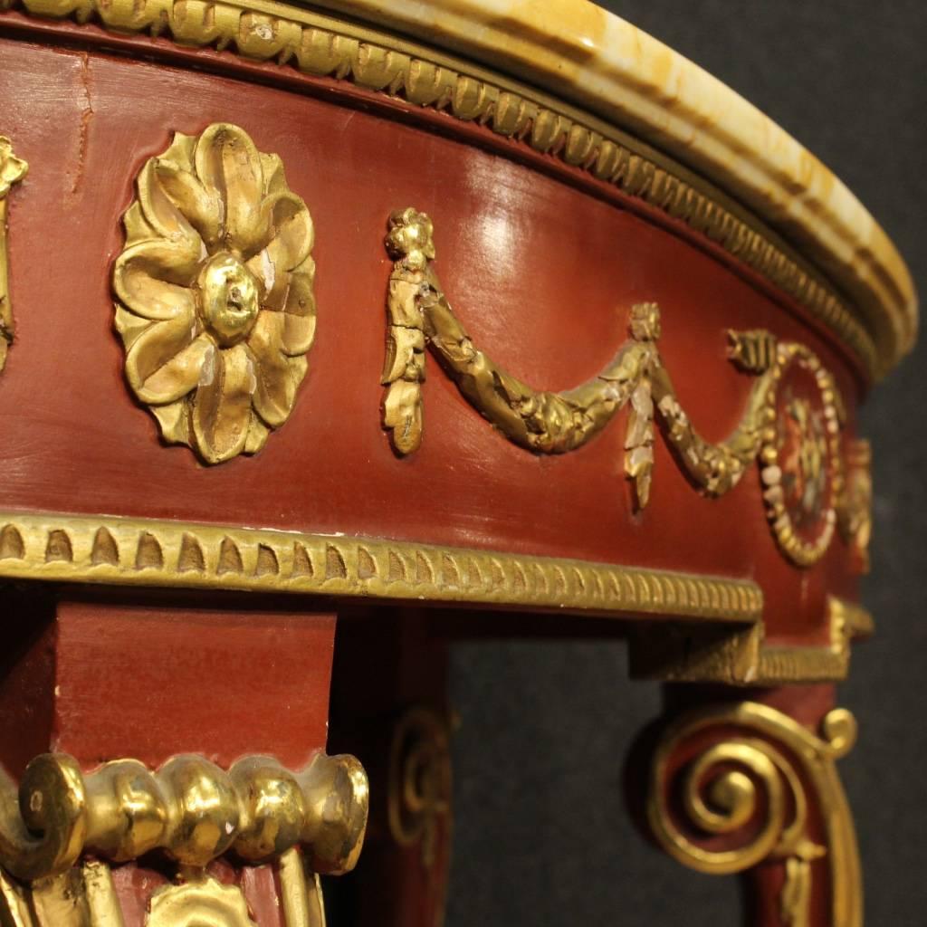 20th Century Italian Lacquered and Gilt Console Table with Marble Top 7