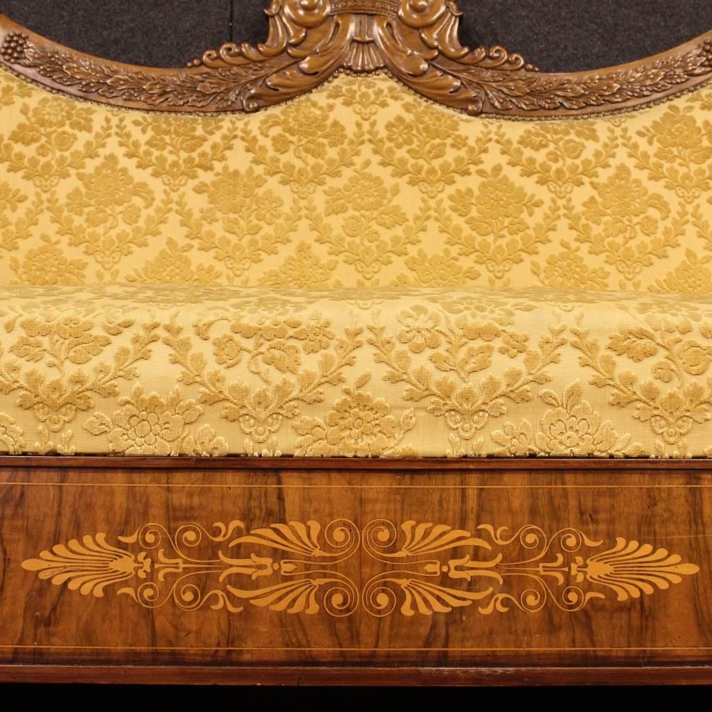 19th Century Antique French Inlaid Sofa in Walnut 2