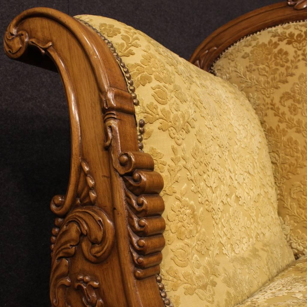 19th Century Antique French Inlaid Sofa in Walnut 4