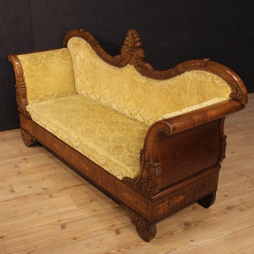19th Century Antique French Inlaid Sofa in Walnut 5