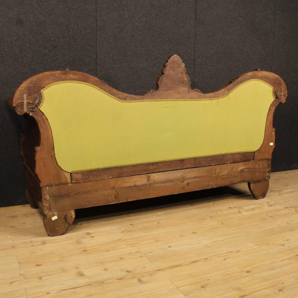 19th Century Antique French Inlaid Sofa in Walnut 6