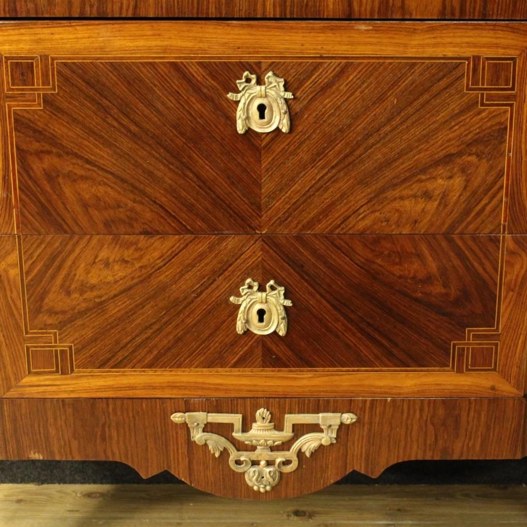 Gilt 20th Century French Inlaid Dresser with Marble Top