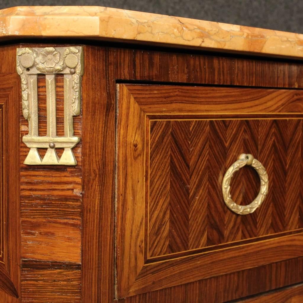 20th Century French Inlaid Dresser with Marble Top In Good Condition In Vicoforte, Piedmont