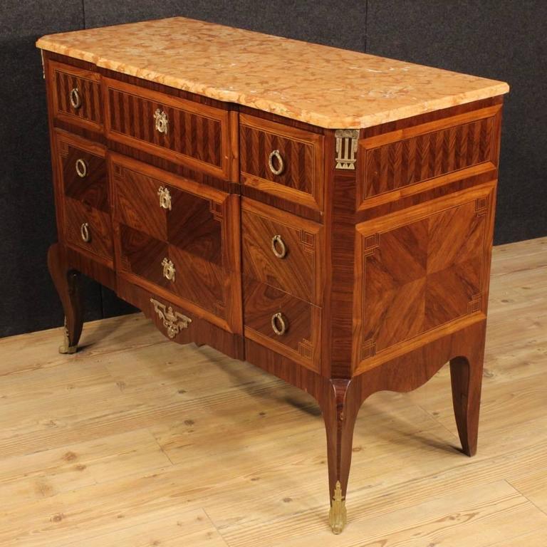 20th Century French Inlaid Dresser with Marble Top at 1stDibs