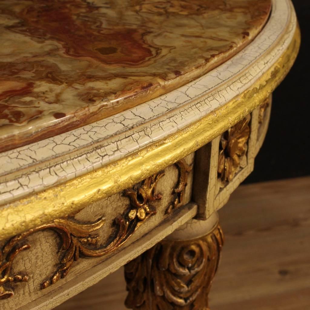 20th Century Lacquered And Gilt Wood Italian Louis XVI Style Round Dining Table 2