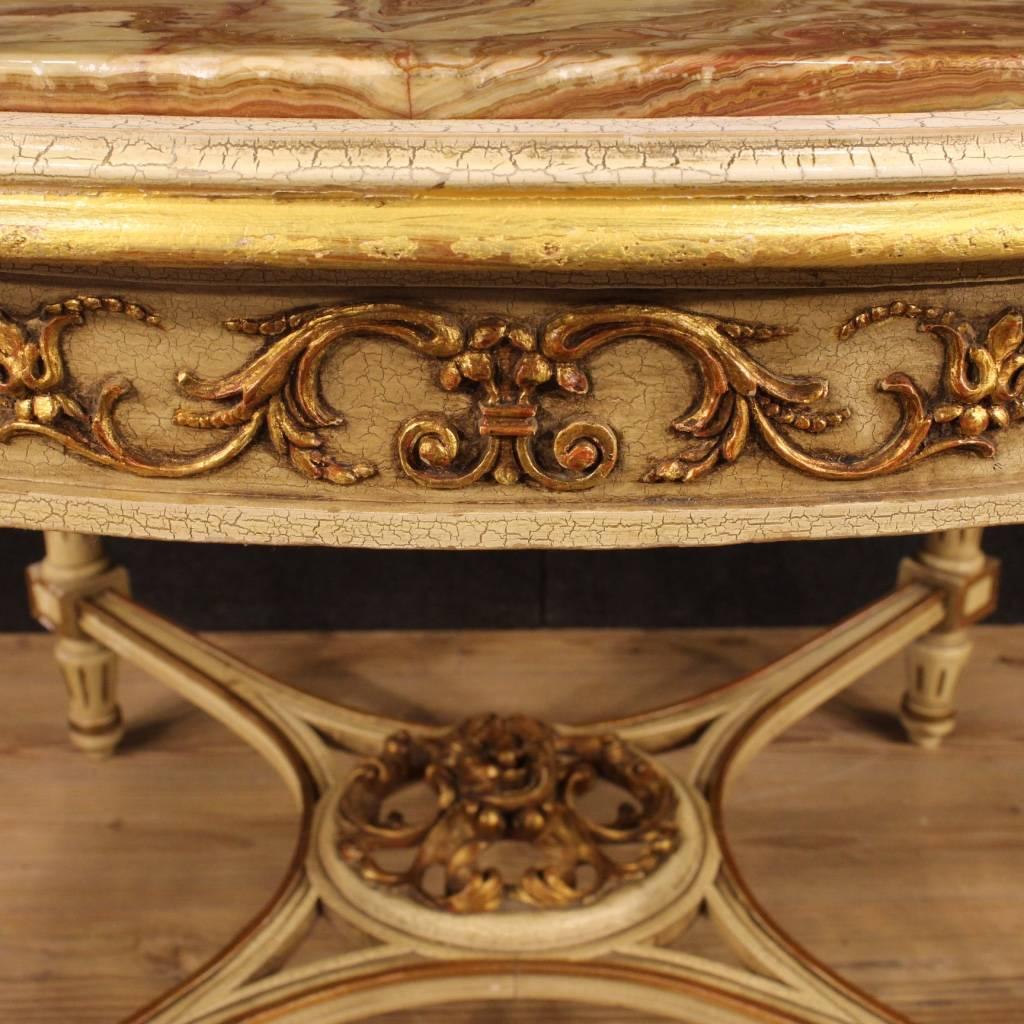 20th Century Lacquered And Gilt Wood Italian Louis XVI Style Round Dining Table 4