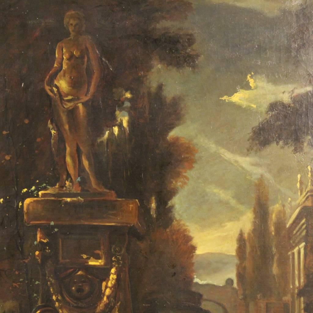 Gilt 19th Century Antique French Romantic Scene Painting