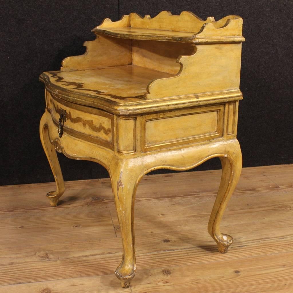 20th Century Spanish Lacquered and Gilt Nightstand in Wood 1