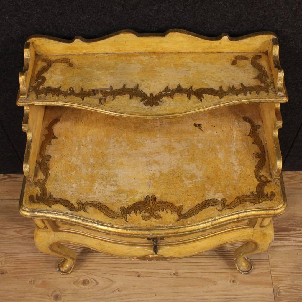 20th Century Spanish Lacquered and Gilt Nightstand in Wood 4