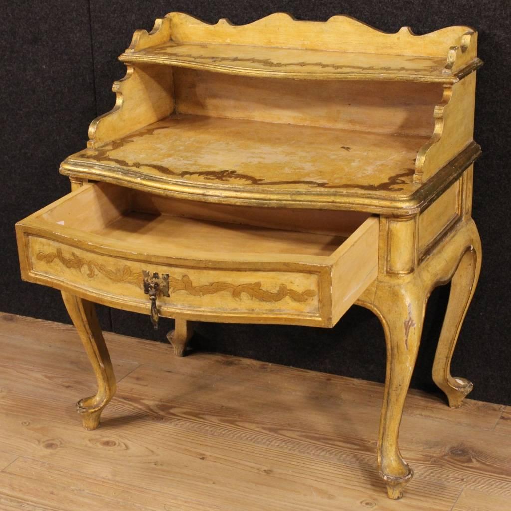 20th Century Spanish Lacquered and Gilt Nightstand in Wood 5