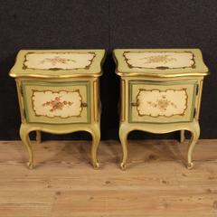 20th Century Pair of Venetian Lacquered Bedside Tables